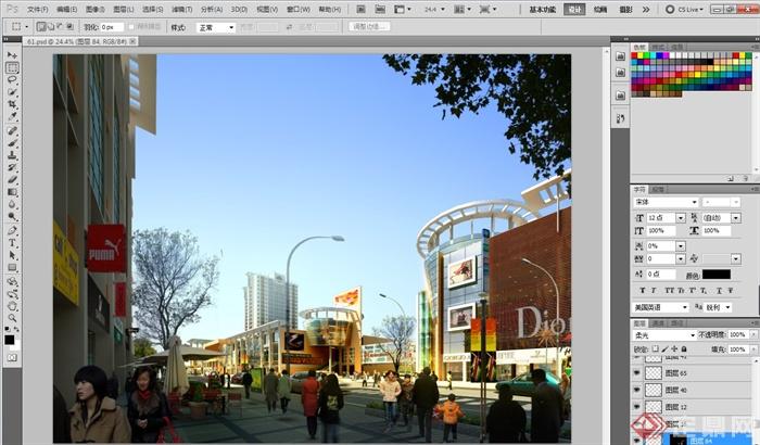 现代商业街景观设计PSD效果图(2)