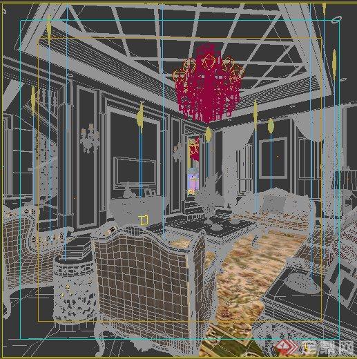 美式别墅客厅、餐厅、玄关室内装饰3dmax模型(1)
