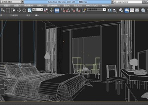 某现代中式风格住宅卧室室内装修设计3DMAX模型