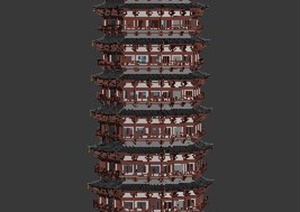 古典中式风格塔楼3dmax模型