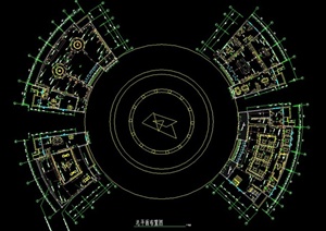 现代某花鼓灯广场活动中心建筑设计CAD工装图施工图