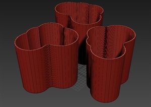 三个花钵设计3DMAX模型素材