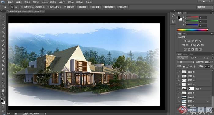 某现代风格农村自建别墅建筑设计3dmax模型（含效果图）(2)