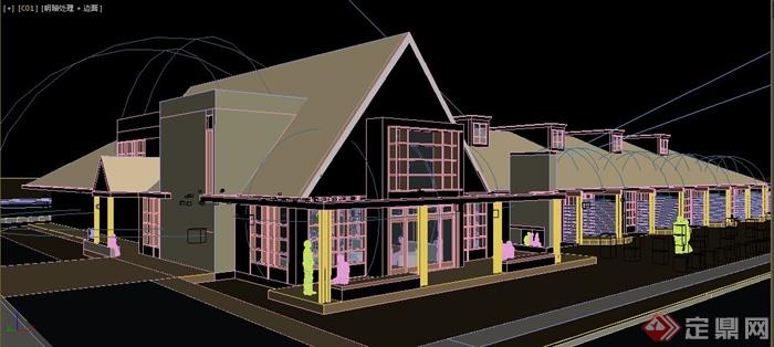 某现代风格农村自建别墅建筑设计3dmax模型（含效果图）(3)