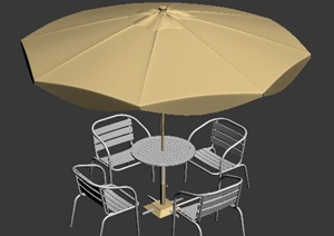 现代风格户外休闲桌椅及太阳伞组合3dmax模型