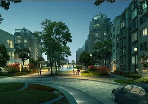 某高层住宅区建筑中央公园景观设计PSD效果图