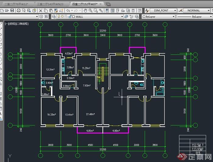 32个住宅户型设计CAD平面图(3)
