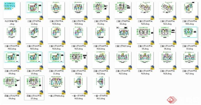 32个住宅户型设计CAD平面图(4)