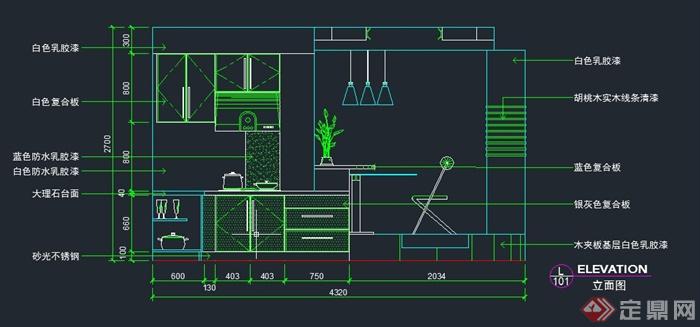 室内厨房装饰设计CAD立面图(1)