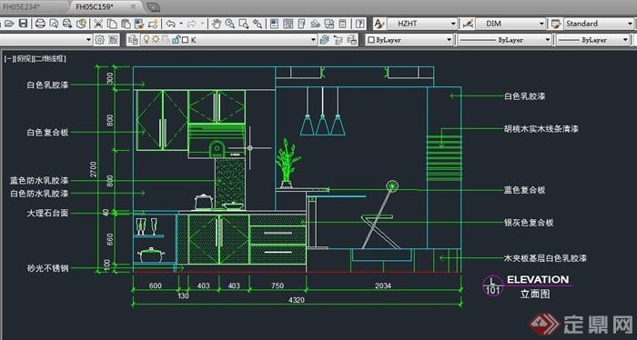 室内厨房装饰设计CAD立面图(2)