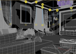 现代某简约风格住宅室内客厅家装设计3DMAX模型