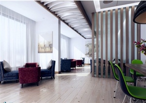 某现代风格办公休息区室内设计3DMAX模型（含效果图）