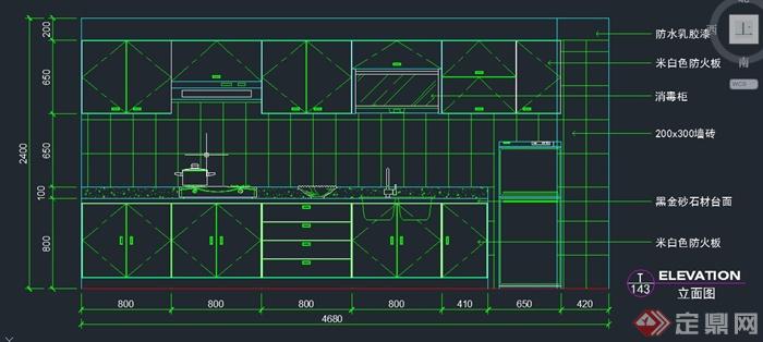 某个厨房橱柜设计CAD立面图(1)