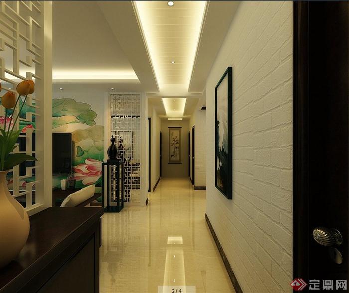 某新中式风格客厅与餐厅室内设计3dmax模型（含效果图）(3)