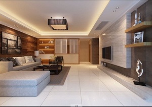 住宅现代客厅装饰设计3DMAX模型（带效果图）