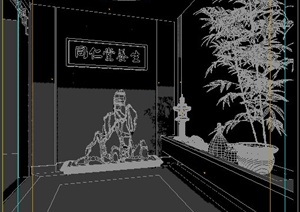 中式风格同仁堂养生馆门厅室内设计3dmax模型