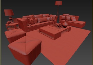 某现代风格沙发茶几组合3DMAX模型
