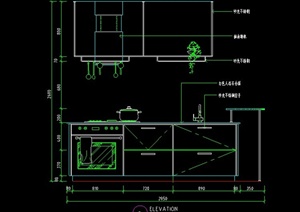现代某厨房灶台立面图设计CAD施工图
