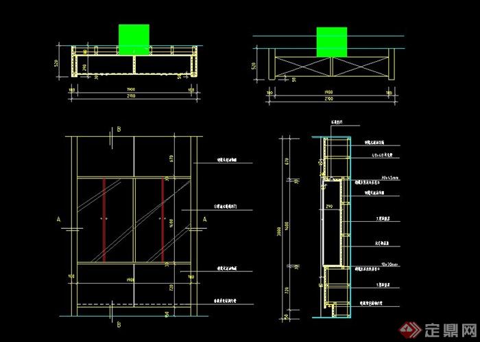 现代某宾馆包间前厅立面图设计CAD施工图(1)