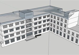 某所小学教学楼建筑设计SU(草图大师)模型