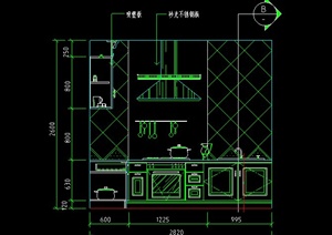 某现代厨房灶台设计立面CAD施工图