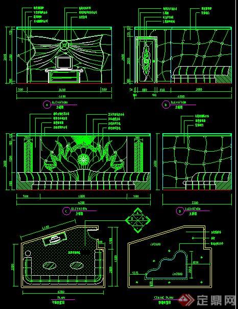 现代某KTV包间设计CAD施工图(2)
