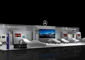 现代风格奔驰汽车展厅3dmax模型（含效果图）