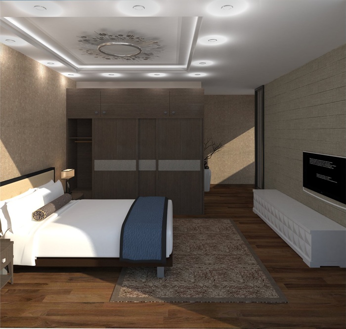现代三居室室内设计（含CAD、SU、效果图）