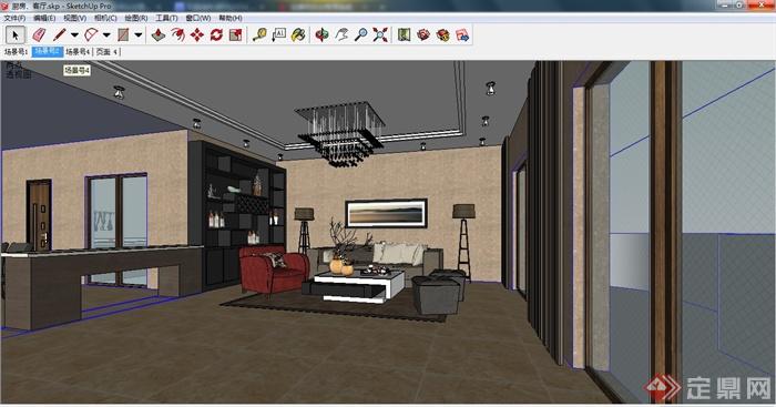 现代三居室室内设计（含CAD、SU、效果图）(6)