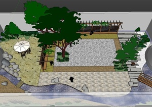 现代庭院景观设计SU(草图大师)模型