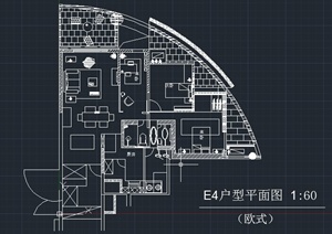 E4住宅建筑设计户型平面图