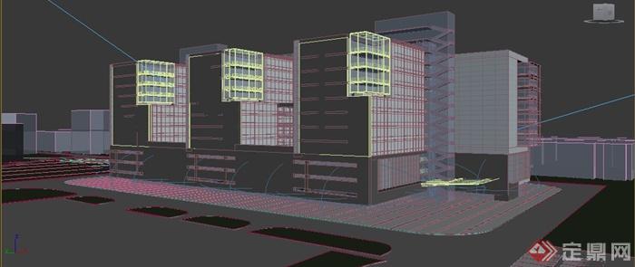 某现代风格研发大楼建筑设计3dmax模型（含效果图）(3)