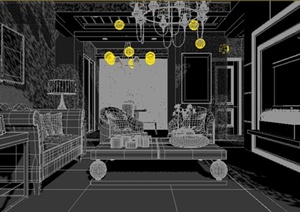 简约风格客厅和餐厅室内设计3DMAX模型