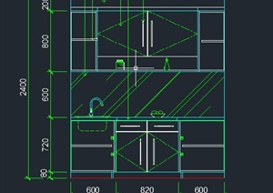 室内设计厨房橱柜CAD立面图