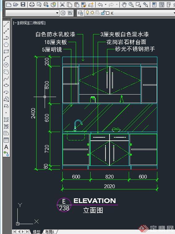 室内设计厨房橱柜CAD立面图(2)