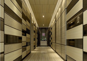 某现代风格公共电梯厅室内设计3dmax模型（含效果图）