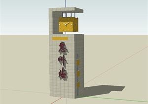 某地客运站钟塔建筑设计SU(草图大师)模型