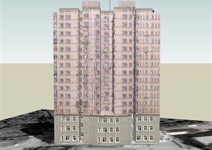 现代某高层小区住宅建筑设计SU(草图大师)模型