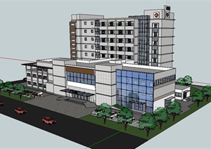 某现代风格医院建筑设计SU(草图大师)模型