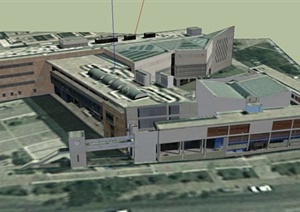 某现代厂区办公楼建筑设计SU(草图大师)模型