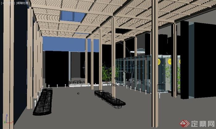 某现代超高层办公大楼建筑设计3dmax模型（含室内绿化效果图）(3)