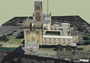 英国达勒姆堡和大教堂建筑设计SU(草图大师)模型