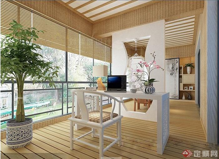 某新中式风格住宅室内设计方案图（含效果图）(2)