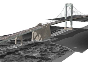 现代风格布朗克斯白石大桥SU(草图大师)模型