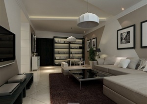 现代某阳光新城住宅室内设计CAD施工图与JPG效果图
