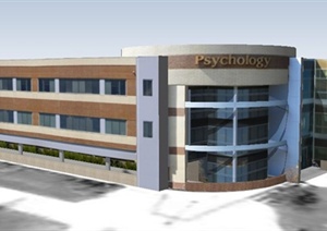 现代风格心理学教学楼建筑设计SU(草图大师)模型