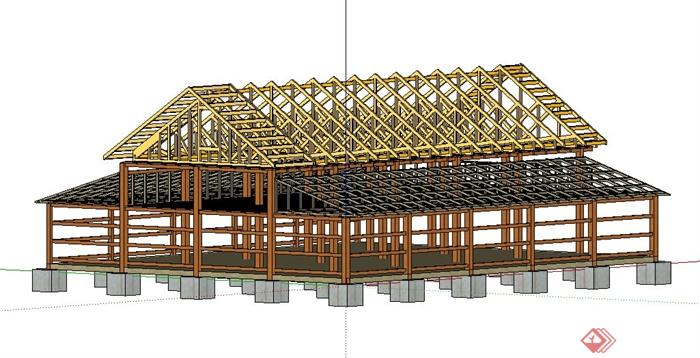 某二层建筑框架结构su模型(1)
