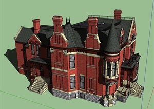 某古典欧式豪华别墅建筑设计SU(草图大师)模型