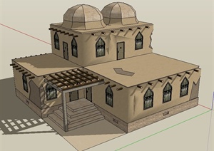 一栋阿拉伯风格住宅建筑设计SU(草图大师)模型