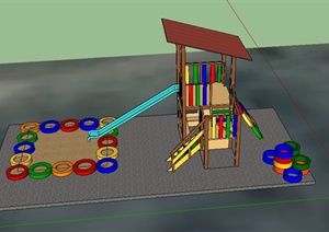 某儿童游乐设施彩色滑梯设计SU(草图大师)模型
